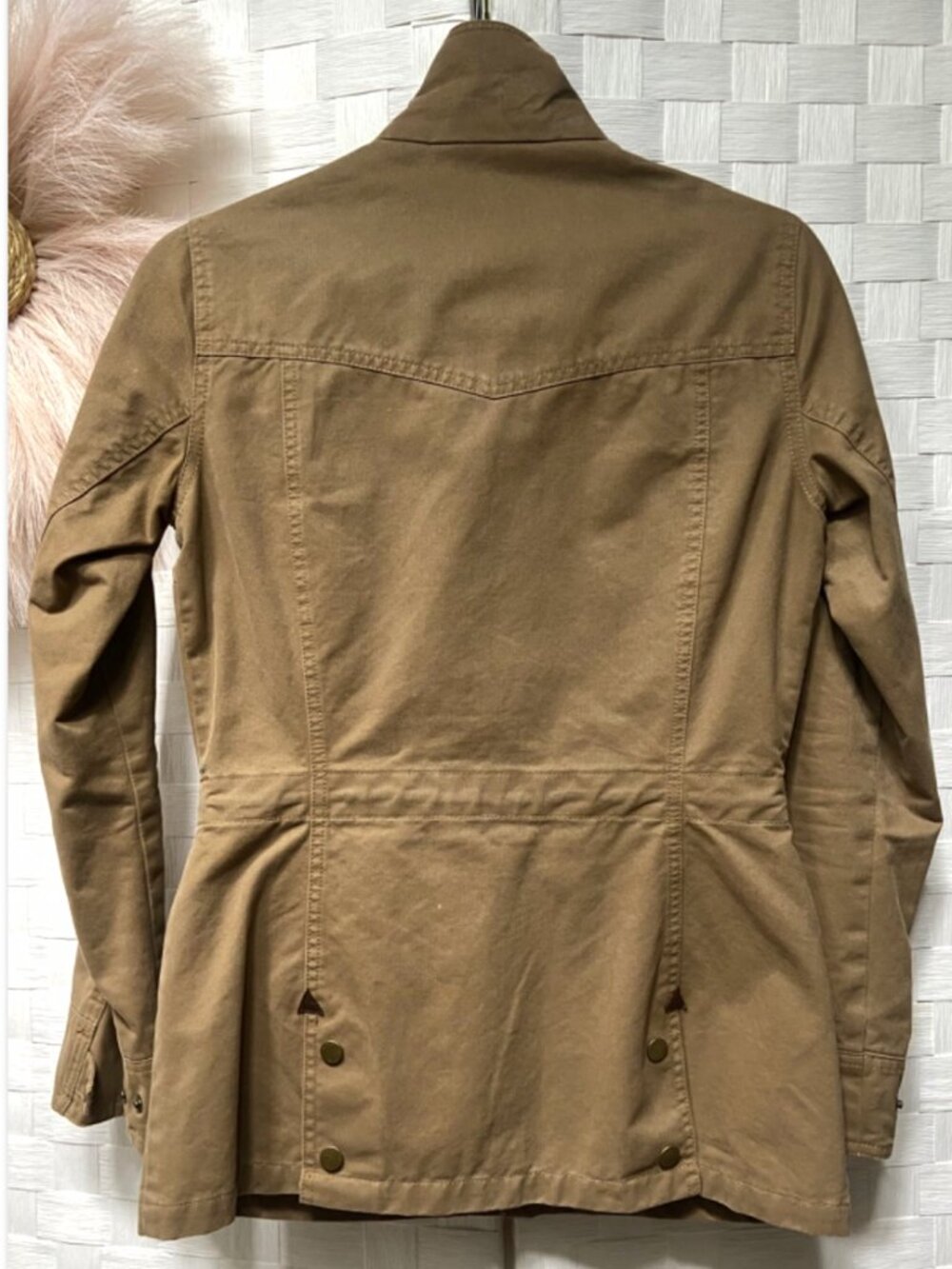Barbour Brown Military Style Zip Snap Button Jacket Size 4 US - Picture 6 of 11
